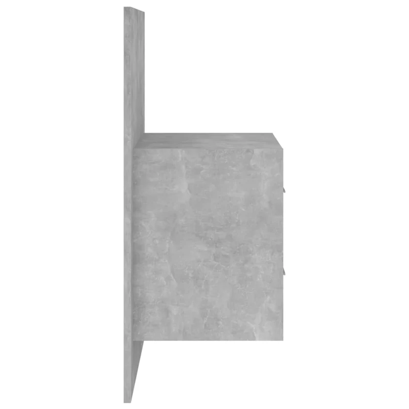 Table de chevet murale avec deux tiroirs 48,5 x 32,5 x 80 cm en bois d'ingénierie gris DEC034294