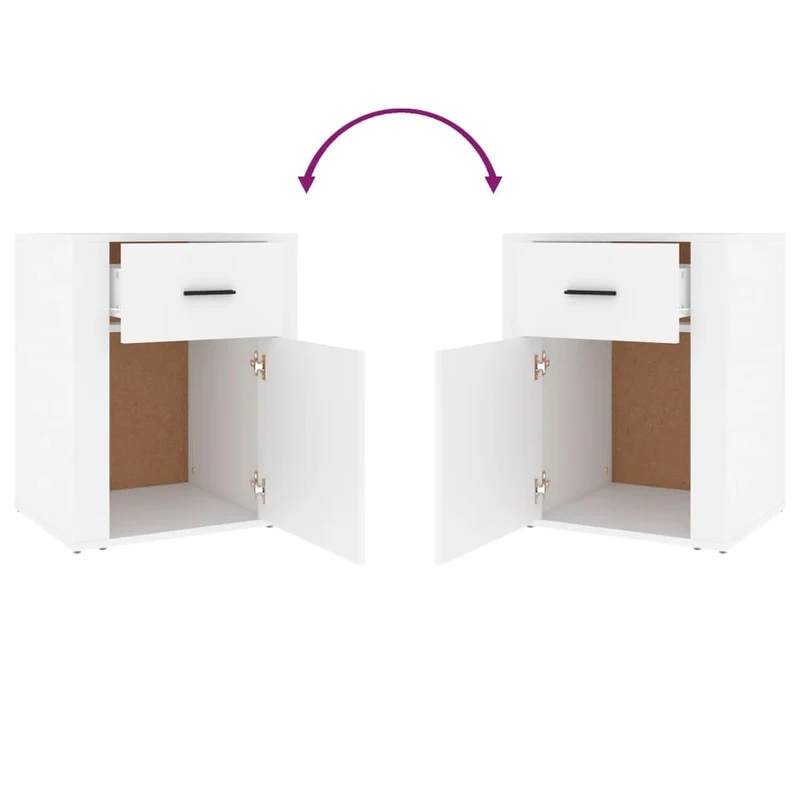 Table de chevet avec tiroir et compartiment avec porte 50 x 36 x 60 cm bois d'ingénierie blanc DEC033419