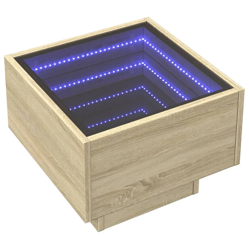 Table de chevet avec miroir à LED 40 x 40 x 30 cm en bois d'ingénierie et verre DEC033143
