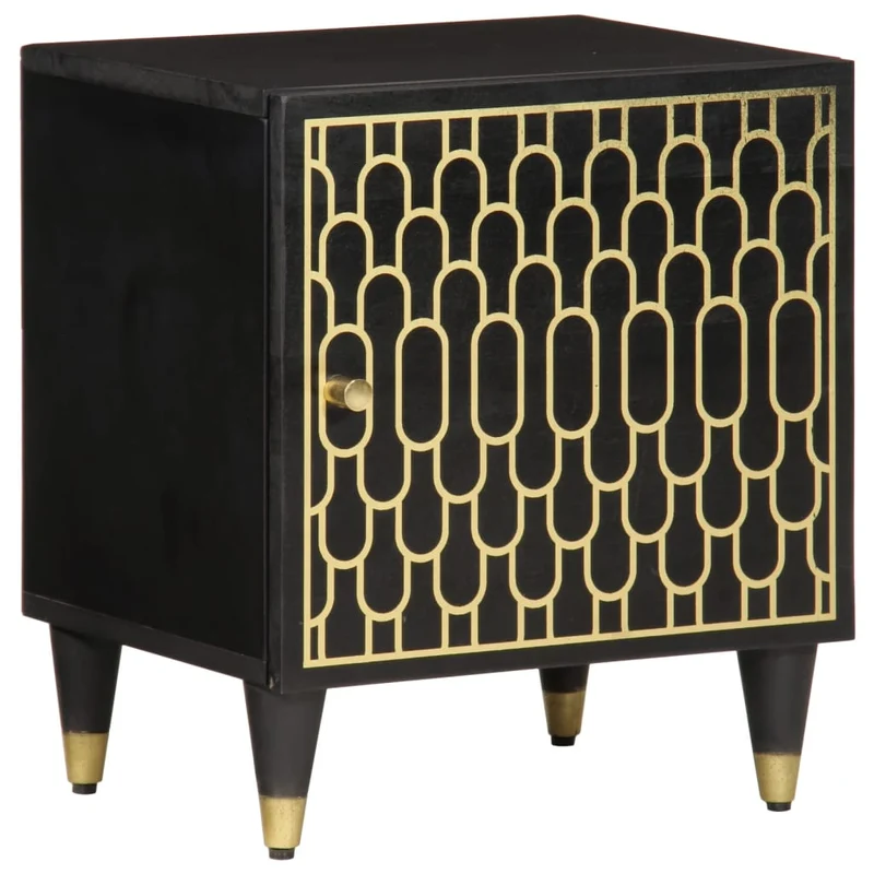 Table de chevet avec compartiment avec porte 40 x 33 x 46 cm bois de manguier et fer DEC032973