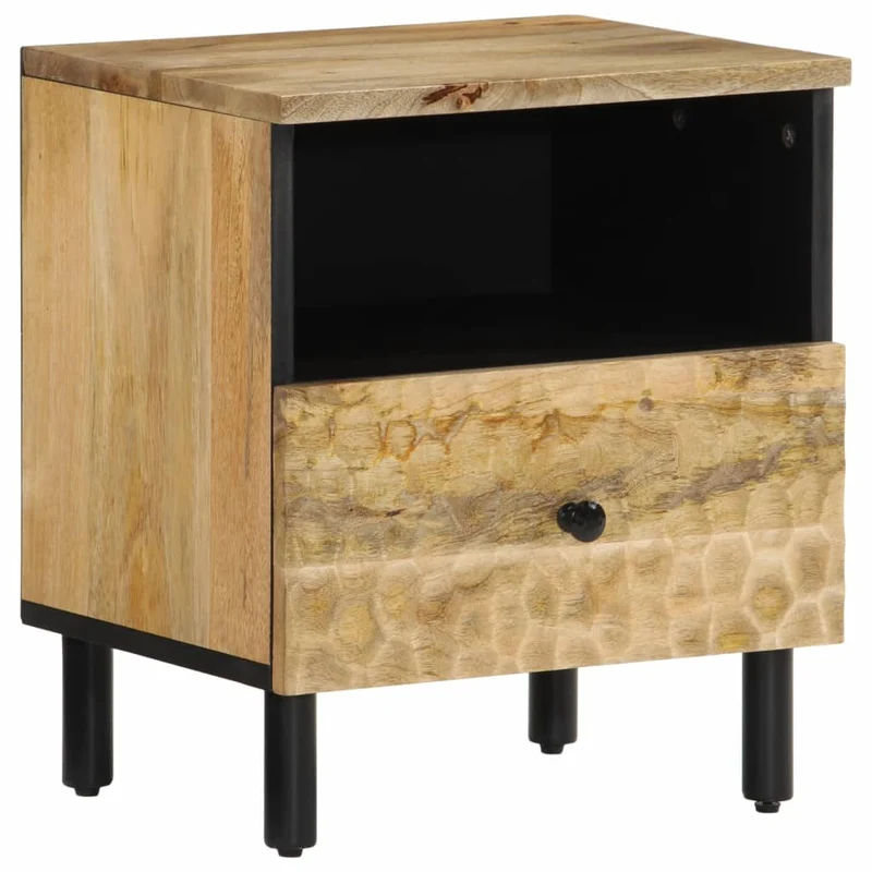 Table de chevet avec tiroir et étagère 40 x 33 x 46 cm bois de manguier et fer DEC032972