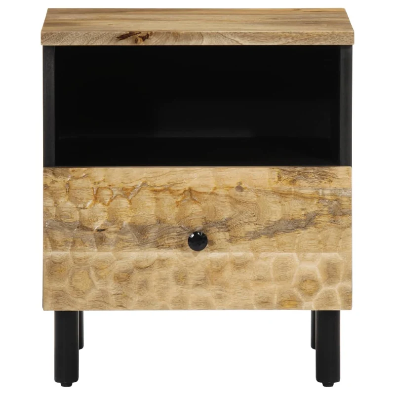 Table de chevet avec tiroir et étagère 40 x 33 x 46 cm bois de manguier et fer DEC032972