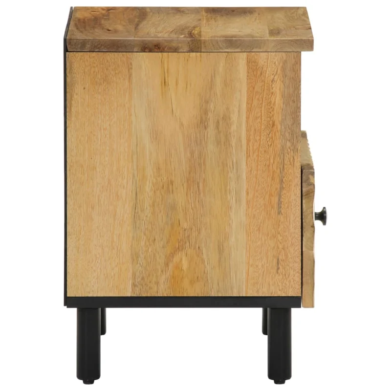 Table de chevet avec tiroir et étagère 40 x 33 x 46 cm bois de manguier et fer DEC032972