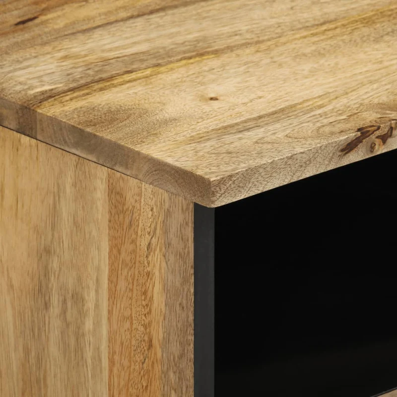 Table de chevet avec tiroir et étagère 40 x 33 x 46 cm bois de manguier et fer DEC032972