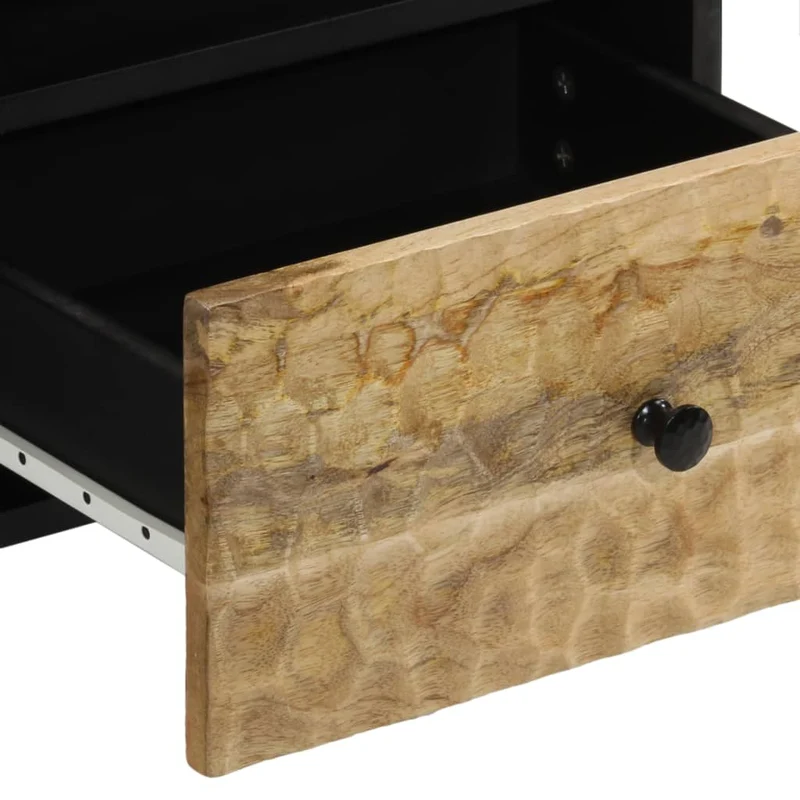 Table de chevet avec tiroir et étagère 40 x 33 x 46 cm bois de manguier et fer DEC032972