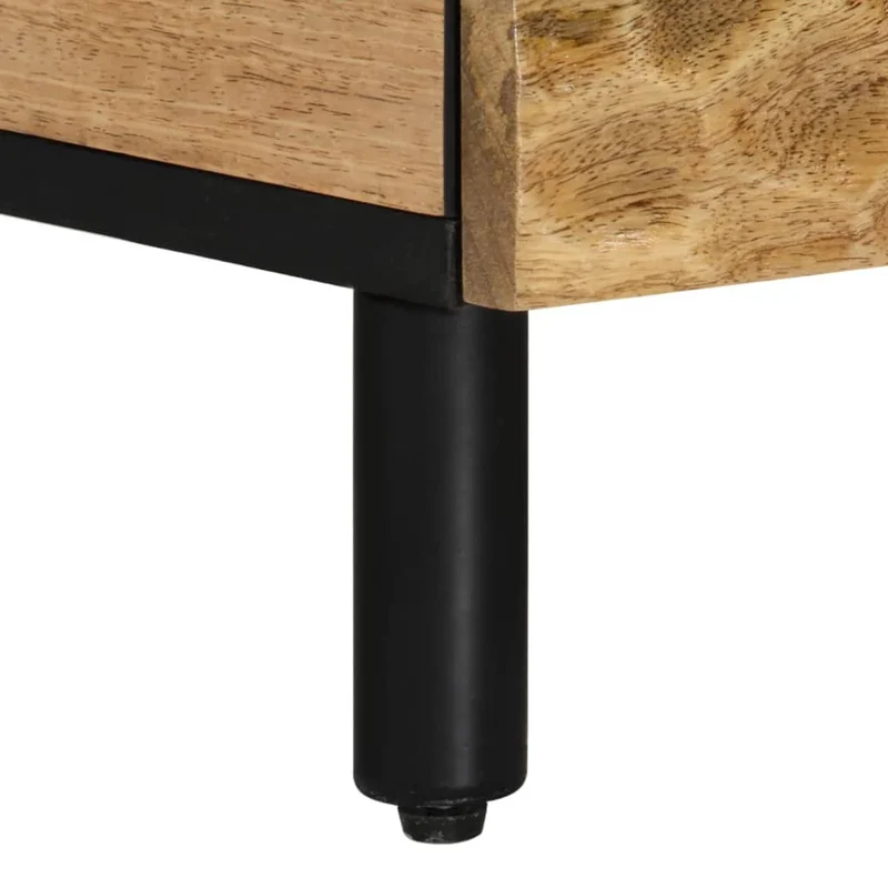 Table de chevet avec tiroir et étagère 40 x 33 x 46 cm bois de manguier et fer DEC032972