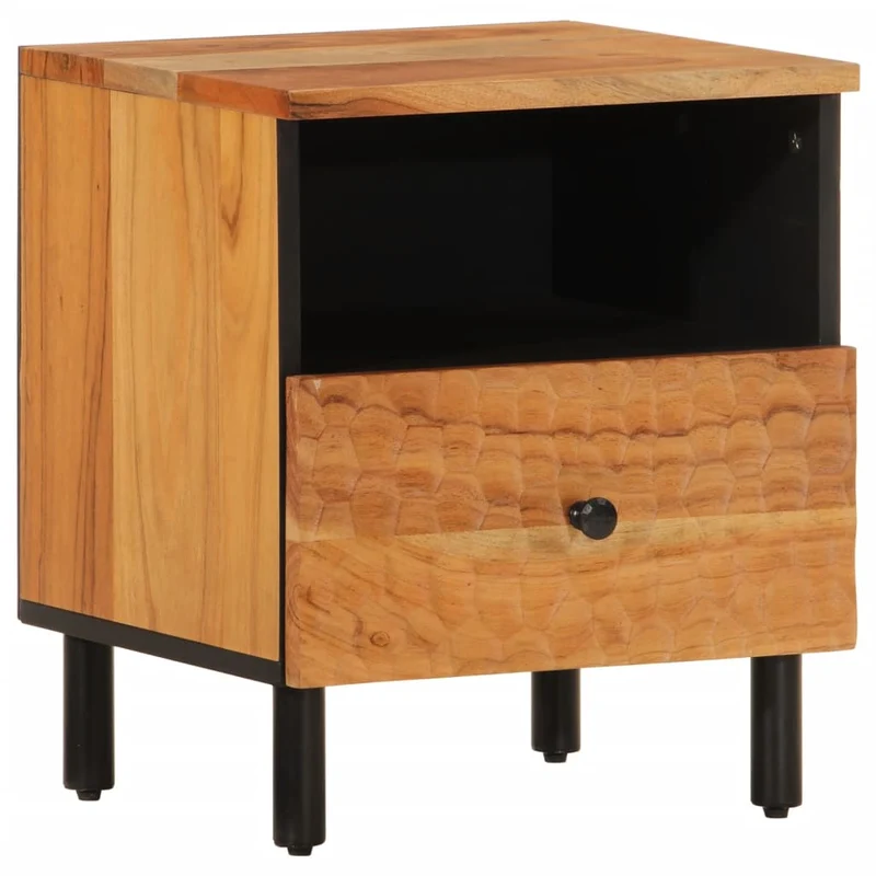 Table de chevet avec tiroir et étagère 40 x 33 x 46 cm bois d'acacia et fer DEC032959