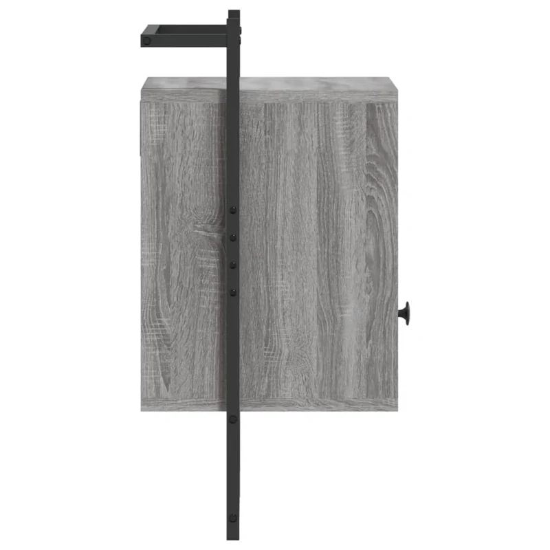 Table de chevet murale avec tiroir avec compartiment 40 x 30 x 61cm bois d'ingénierie gris et métal DEC034329