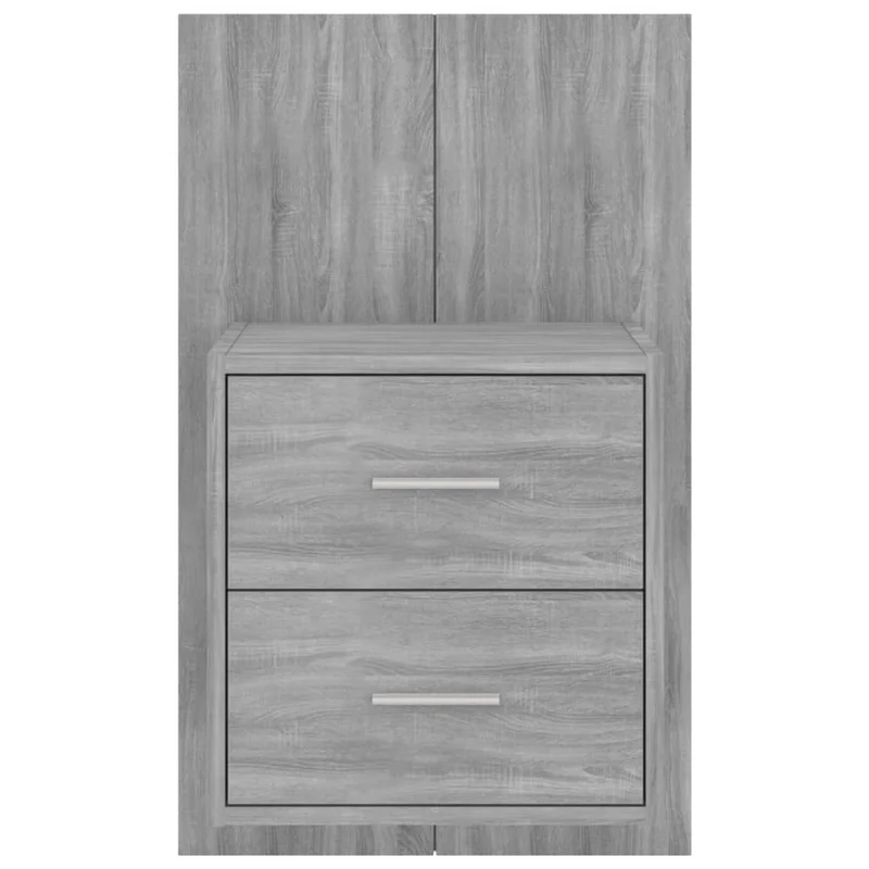 Table de chevet murale avec deux tiroirs 48,5 x 32,5 x 80 cm en bois d'ingénierie gris DEC034325