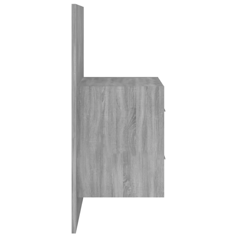 Table de chevet murale avec deux tiroirs 48,5 x 32,5 x 80 cm en bois d'ingénierie gris DEC034325