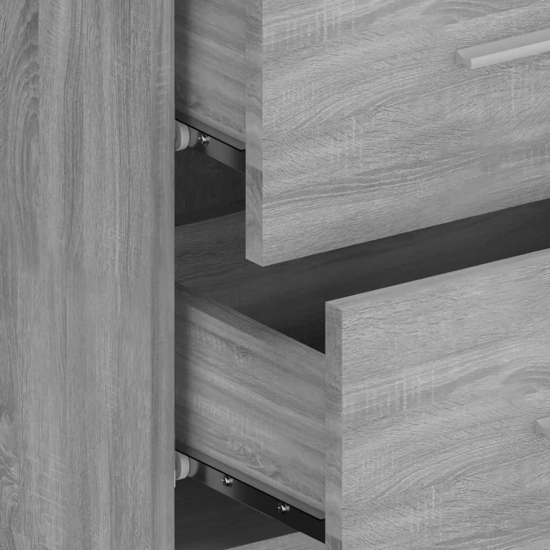 Table de chevet murale avec deux tiroirs 48,5 x 32,5 x 80 cm en bois d'ingénierie gris DEC034325