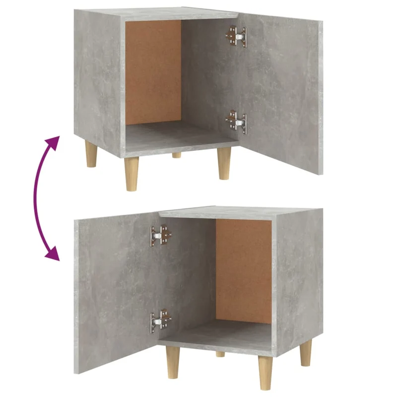 Table de chevet avec compartiment avec porte 40 x 40 x 50 cm en bois d'ingénierie gris DEC034058