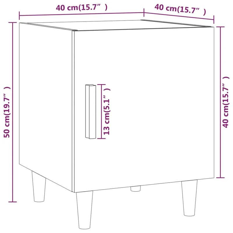 Table de chevet avec compartiment avec porte 40 x 40 x 50 cm en bois d'ingénierie gris DEC034058