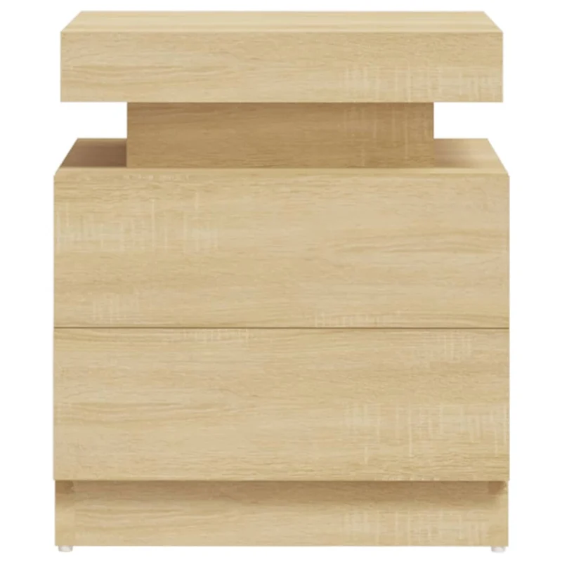 Table de chevet avec deux tiroirs 45 x 35 x 52 cm bois d'ingénierie couleur chêne DEC033881