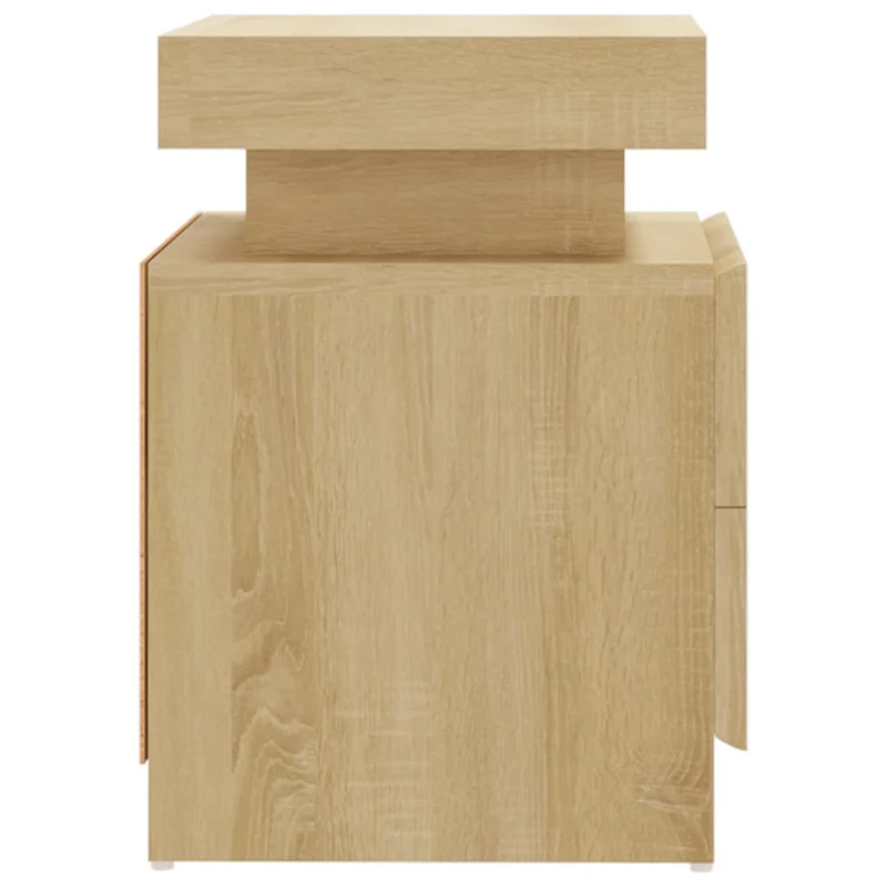 Table de chevet avec deux tiroirs 45 x 35 x 52 cm bois d'ingénierie couleur chêne DEC033881
