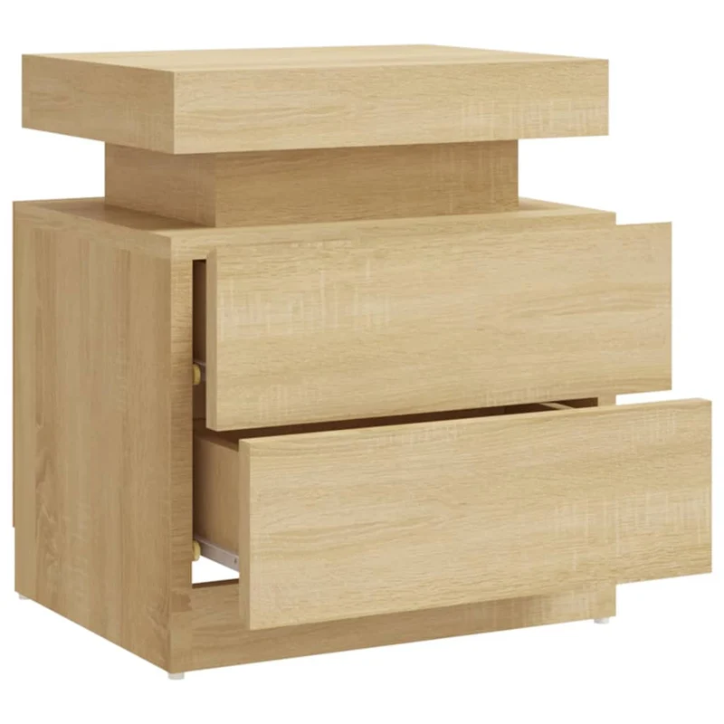 Table de chevet avec deux tiroirs 45 x 35 x 52 cm bois d'ingénierie couleur chêne DEC033881