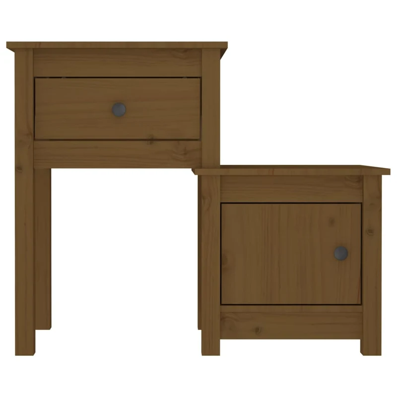 Table de chevet avec tiroir et compartiment avec porte 79,5 x 38 x 65,5 cm bois de pin marron miel DEC034144