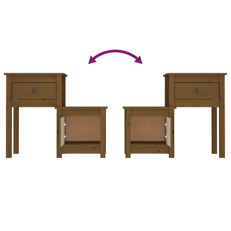 Table de chevet avec tiroir et compartiment avec porte 79,5 x 38 x 65,5 cm bois de pin marron miel DEC034144
