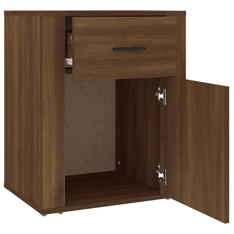 Table de chevet avec tiroir et compartiment avec porte 50 x 36 x 60 cm bois d'ingénierie marron DEC033785