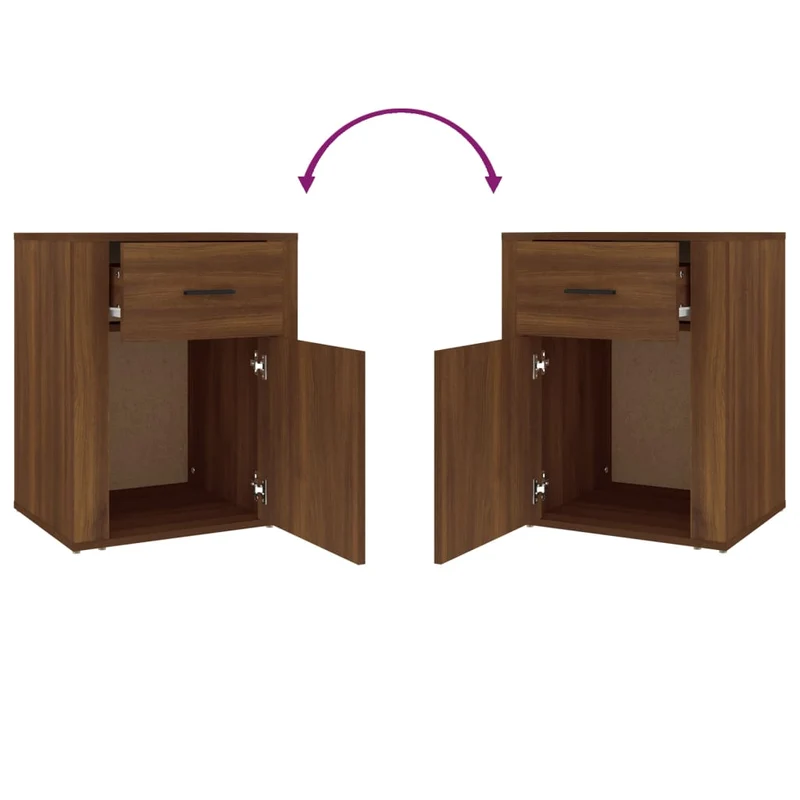 Table de chevet avec tiroir et compartiment avec porte 50 x 36 x 60 cm bois d'ingénierie marron DEC033785