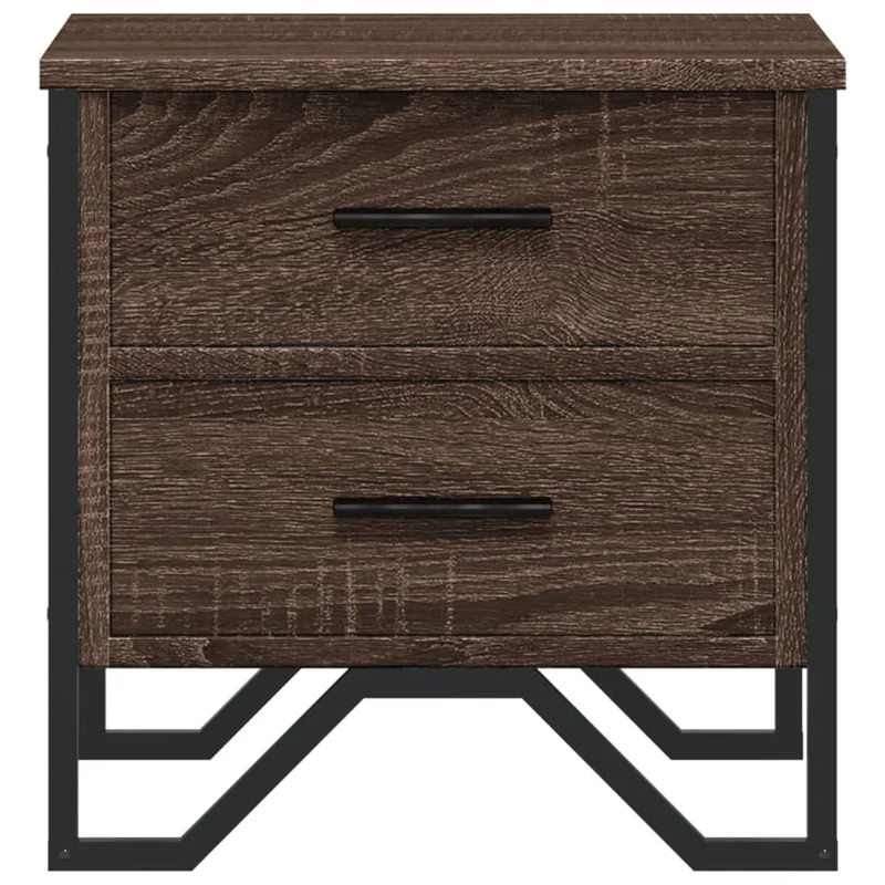 Table de chevet avec deux tiroirs 40 x 41 x 40 cm bois d’ingénierie marron et métal DEC033758