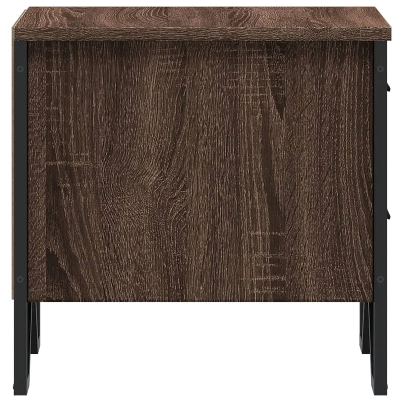Table de chevet avec deux tiroirs 40 x 41 x 40 cm bois d’ingénierie marron et métal DEC033758