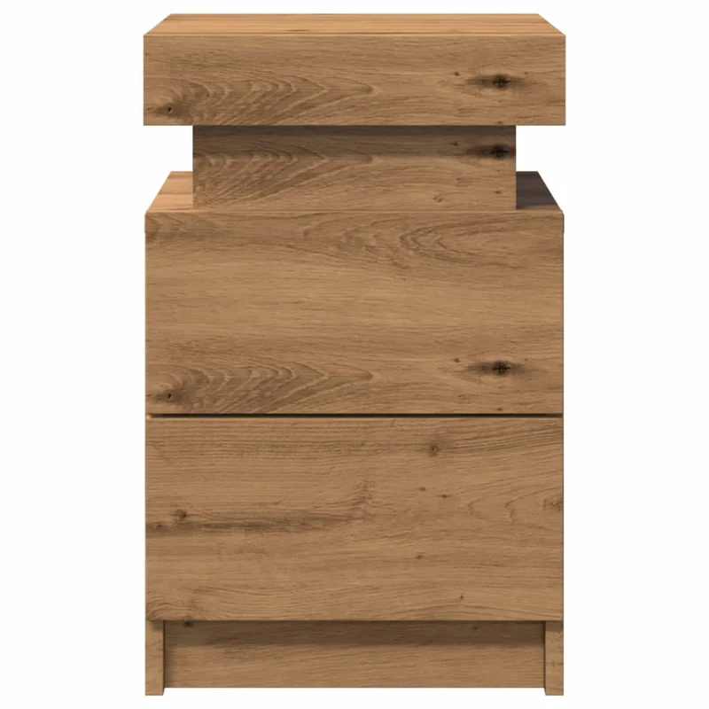 Table de chevet avec LED avec tiroirs 35 x 39 x 55 cm en bois d'ingénierie couleur chêne DEC033124