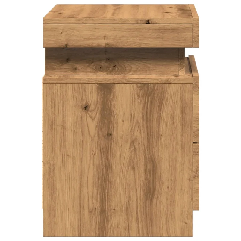 Table de chevet avec LED avec tiroirs 35 x 39 x 55 cm en bois d'ingénierie couleur chêne DEC033124