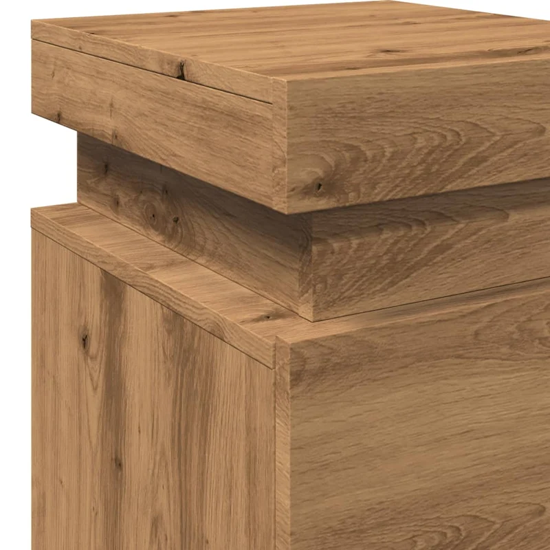 Table de chevet avec LED avec tiroirs 35 x 39 x 55 cm en bois d'ingénierie couleur chêne DEC033124