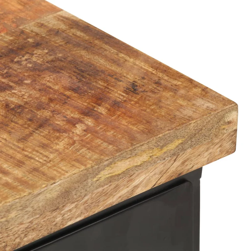 Table de chevet avec tiroir et compartiment avec porte 40 x 30 x 52 cm bois de manguier et fer DEC032946