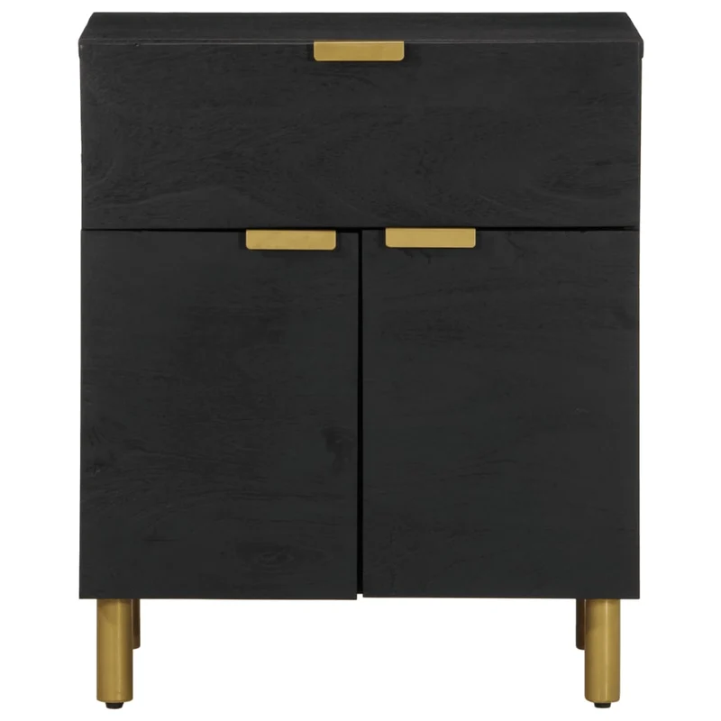 Table de chevet avec tiroir et compartiment avec porte 50 x 33 x 60 cm bois d'ingénierie noir DEC034498