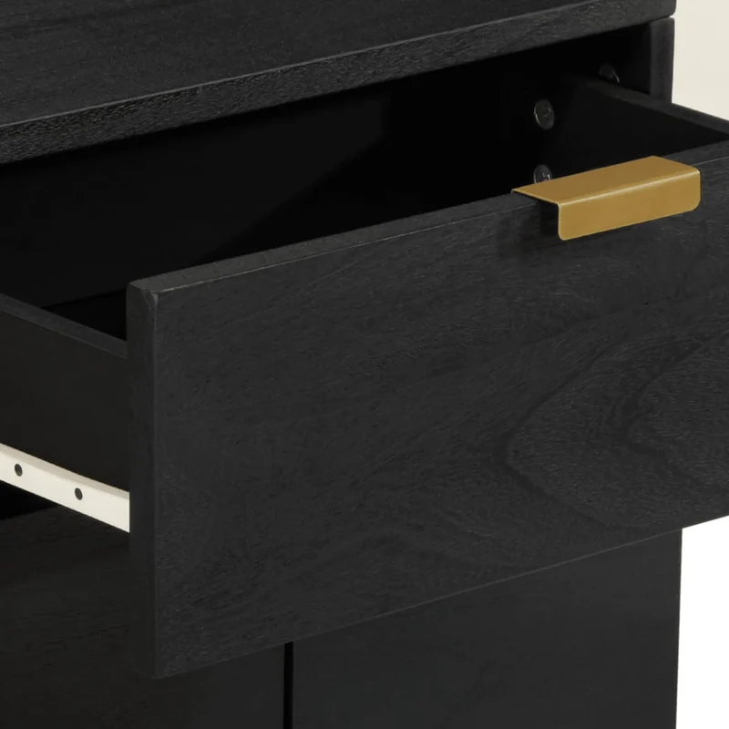 Table de chevet avec tiroir et compartiment avec porte 50 x 33 x 60 cm bois d'ingénierie noir DEC034498