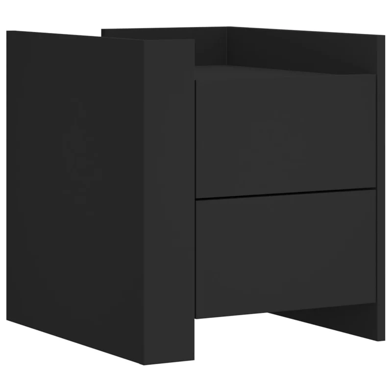 Table de chevet avec deux tiroirs 45 x 50 x 50 cm bois d’ingénierie noir DEC034492