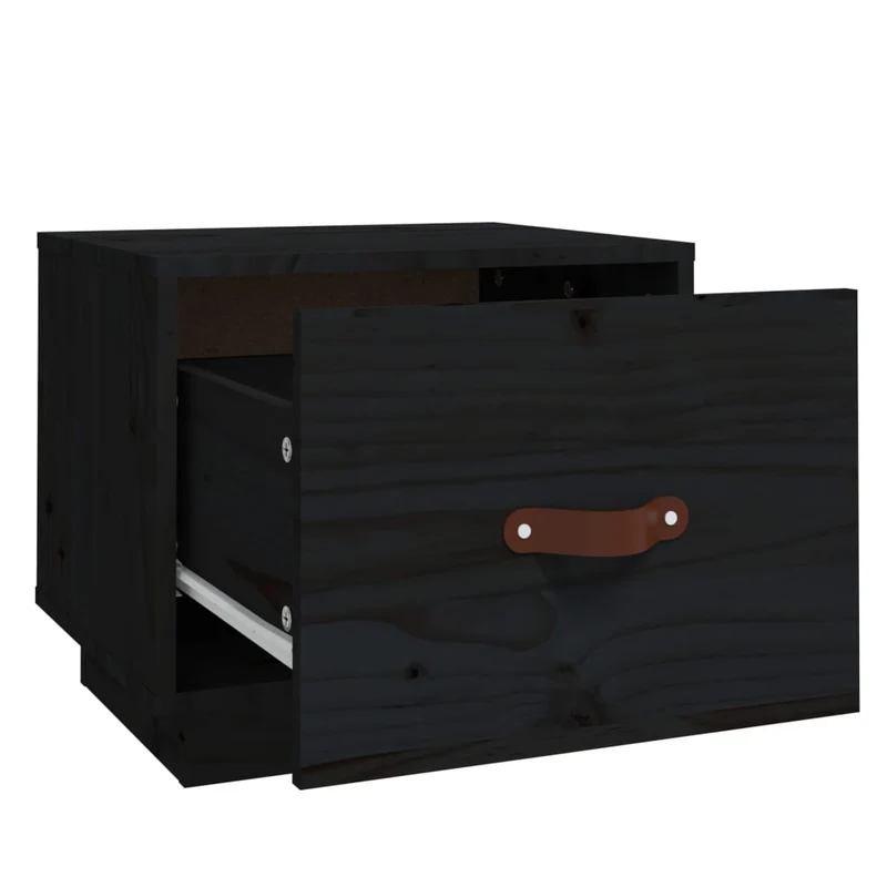 Table de chevet avec tiroir 40 x 34 x 35 cm bois de pin noir DEC034417