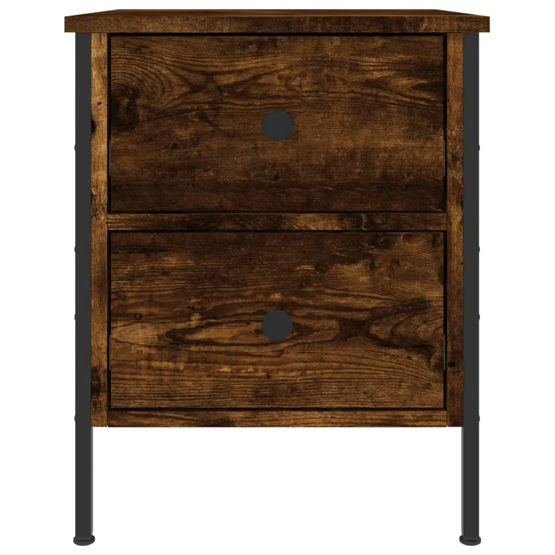 Table de chevet avec deux tiroirs 40 x 42 x 50 cm bois d'ingénierie marron et fer DEC033636