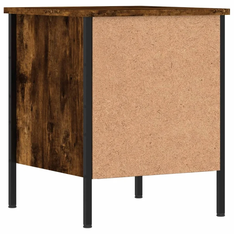 Table de chevet avec deux tiroirs 40 x 42 x 50 cm bois d'ingénierie marron et fer DEC033636