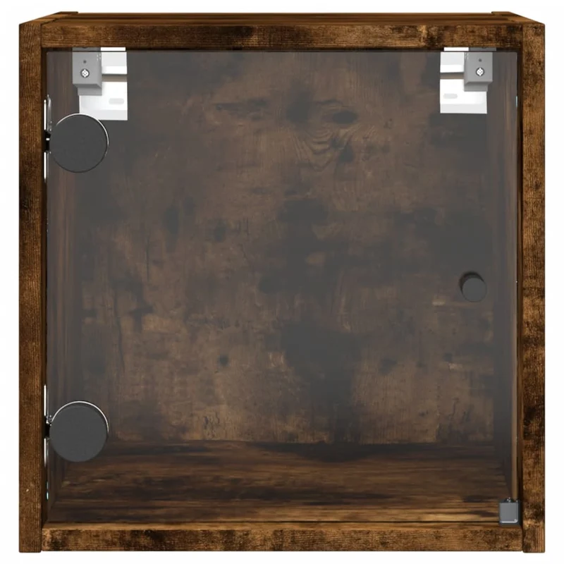 Table de chevet avec porte vitrée 35 x 37 x 35 cm bois d'ingénierie marron verre DEC033266