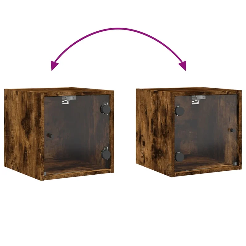 Table de chevet avec porte vitrée 35 x 37 x 35 cm bois d'ingénierie marron verre DEC033266