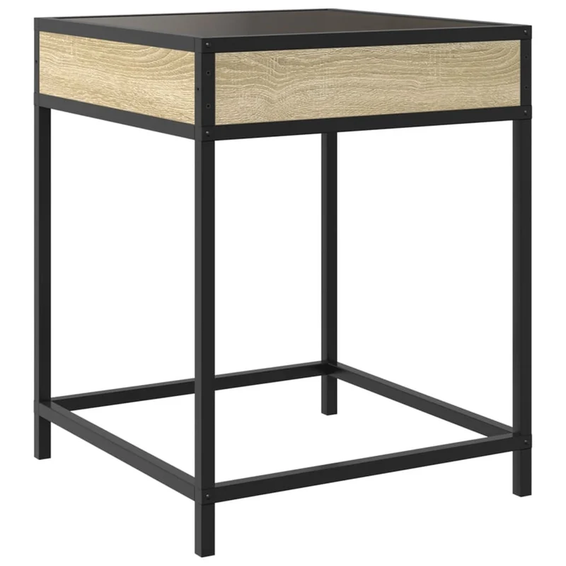 Table de chevet avec miroir à LED 40 x 40 x 51 cm bois d'ingénierie verre et acier DEC033147