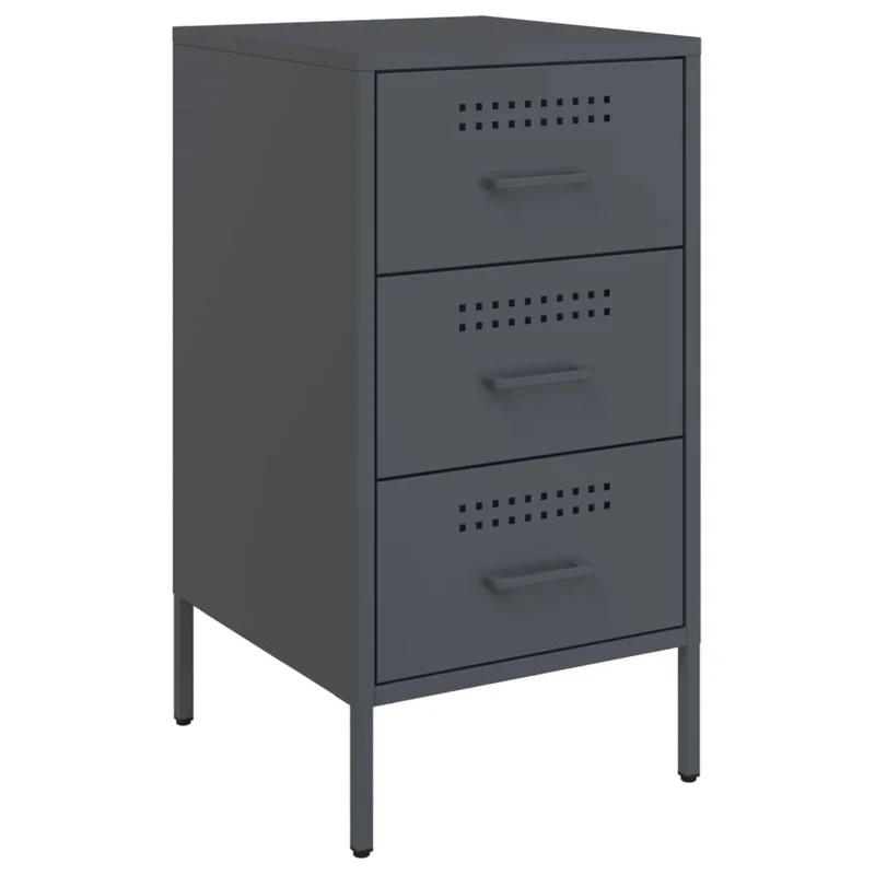 Lot de 2 tables de chevet avec 3 tiroirs 36 x 39 x 68 cm acier laminé anthracite DEC032897