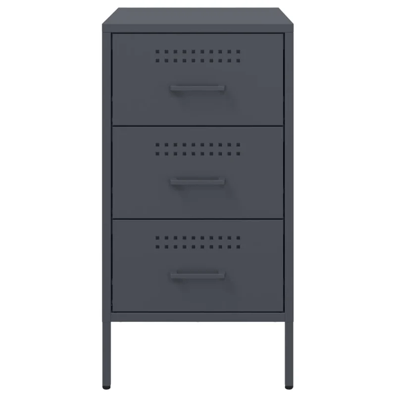 Lot de 2 tables de chevet avec 3 tiroirs 36 x 39 x 68 cm acier laminé anthracite DEC032897