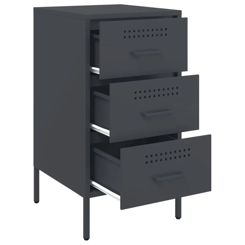 Lot de 2 tables de chevet avec 3 tiroirs 36 x 39 x 68 cm acier laminé anthracite DEC032897