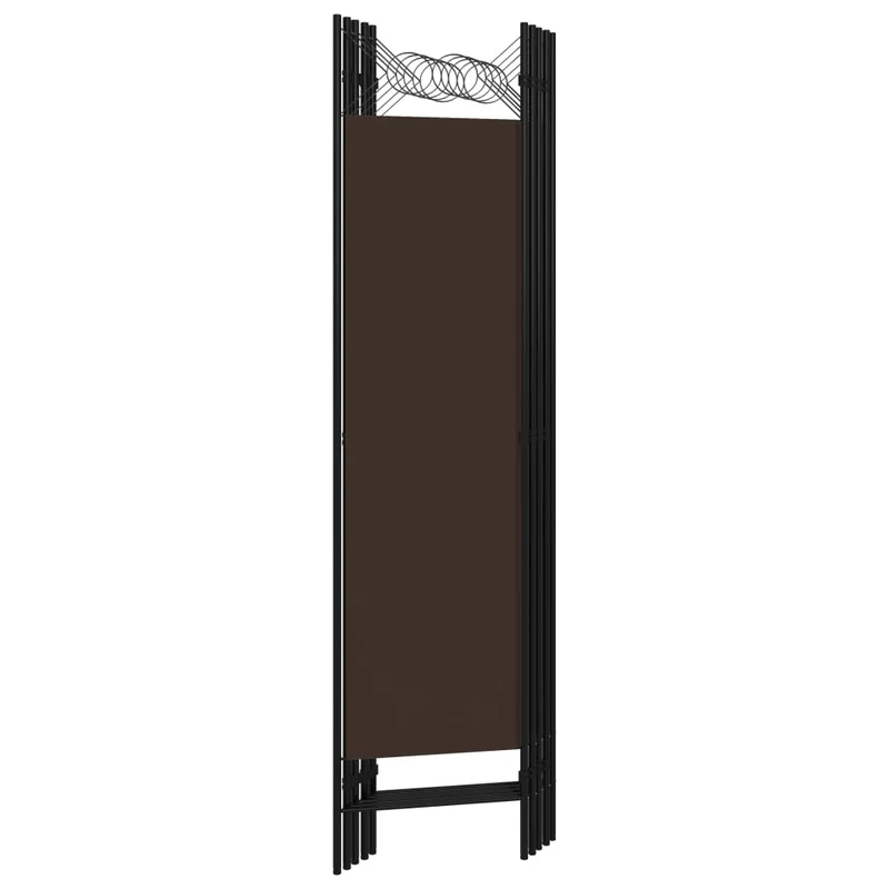 Paravent séparateur de pièce cloison 5 panneaux 200 x 180 cm en tissu marron et fer DEC030978