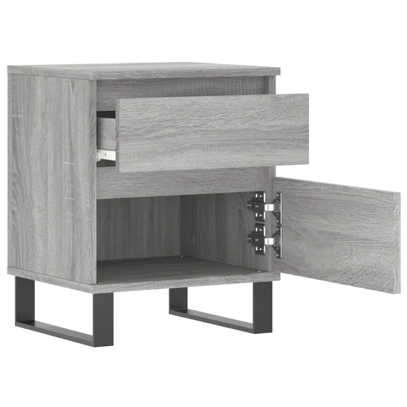Table de chevet avec tiroir et compartiment avec porte 40 x 35 x 50 cm bois d’ingénierie gris DEC034622