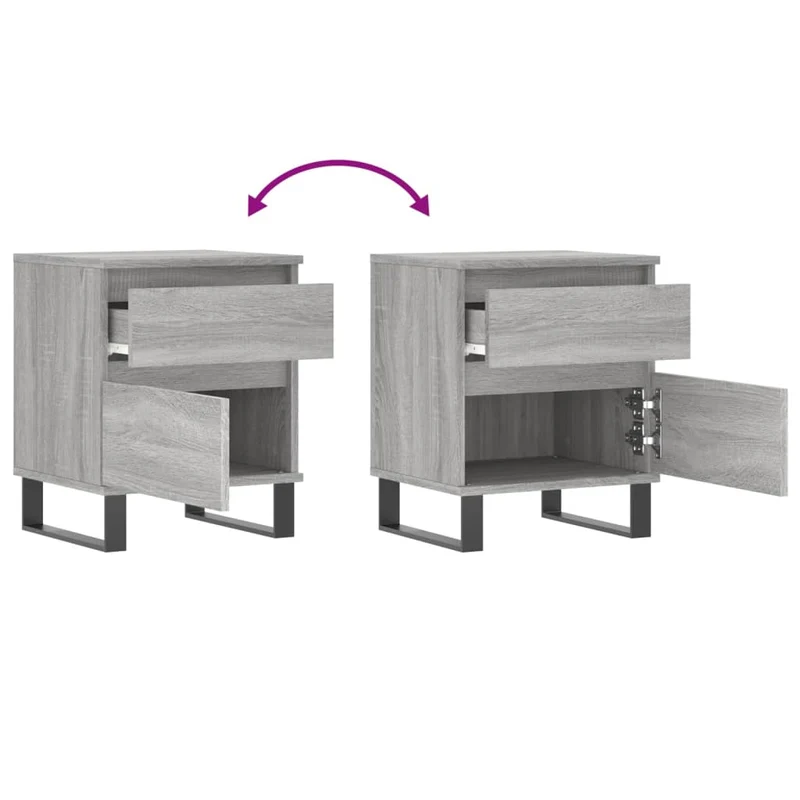 Table de chevet avec tiroir et compartiment avec porte 40 x 35 x 50 cm bois d’ingénierie gris DEC034622