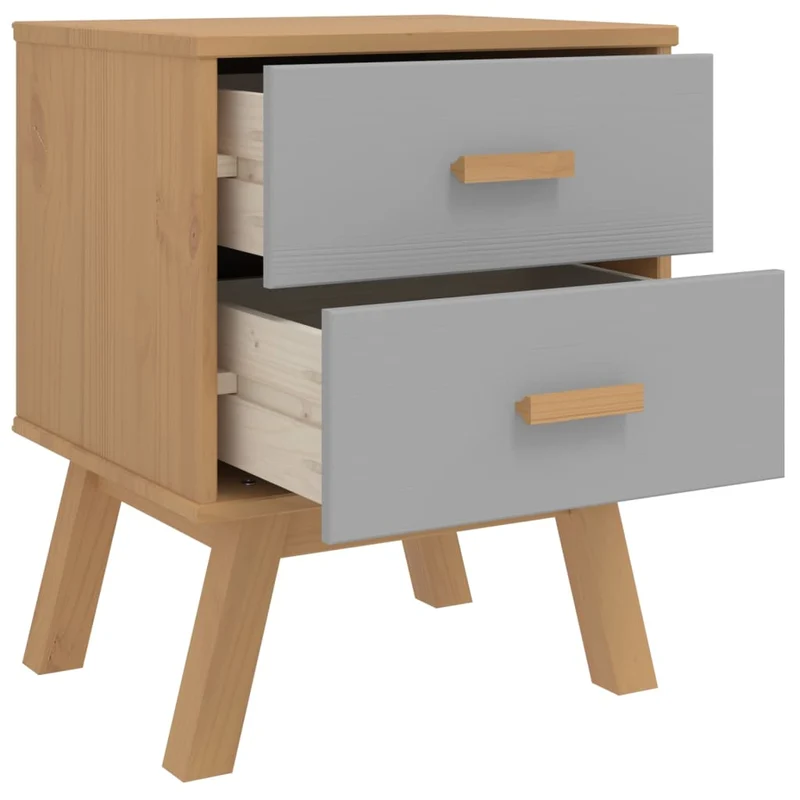 Table de chevet avec deux tiroirs 45 x 39 x 57 cm en bois de pin gris et marron DEC034536