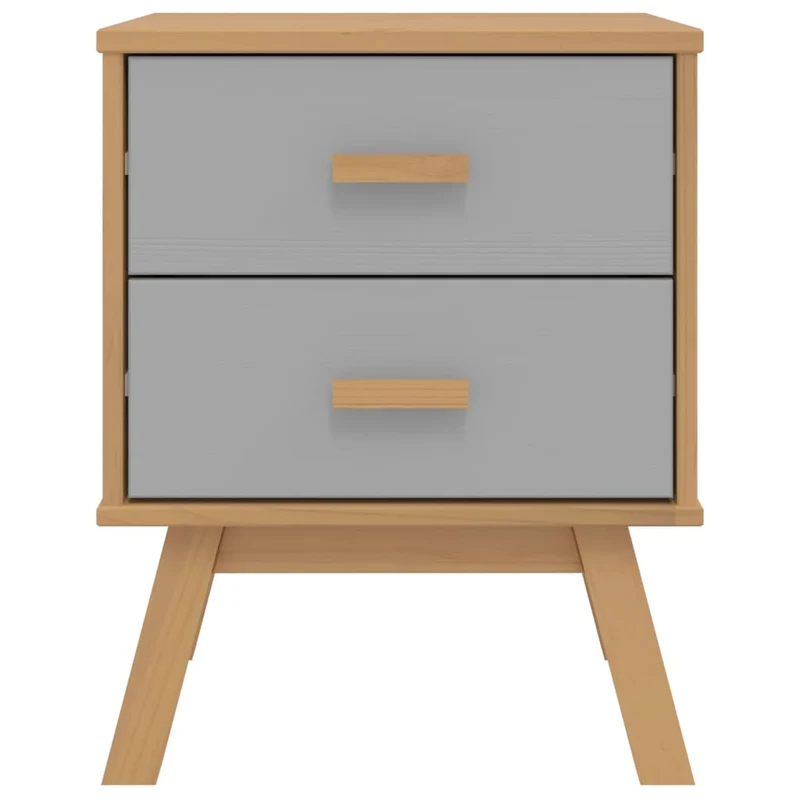 Table de chevet avec deux tiroirs 45 x 39 x 57 cm en bois de pin gris et marron DEC034536