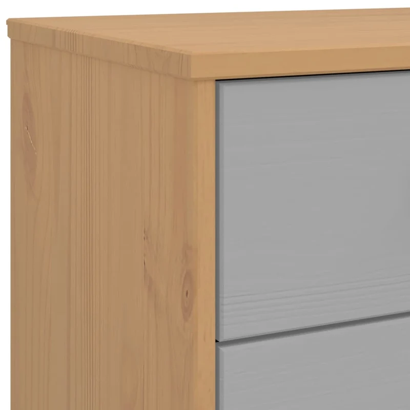 Table de chevet avec deux tiroirs 45 x 39 x 57 cm en bois de pin gris et marron DEC034536