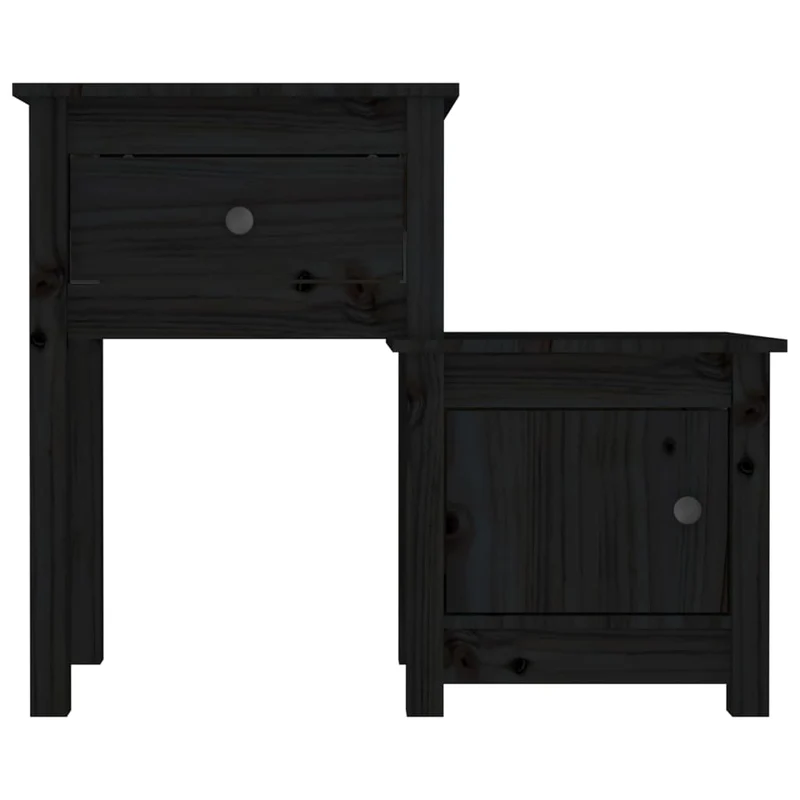 Table de chevet avec tiroir et compartiment avec porte 79,5 x 38 x 65,5 cm bois de pin noir DEC034523