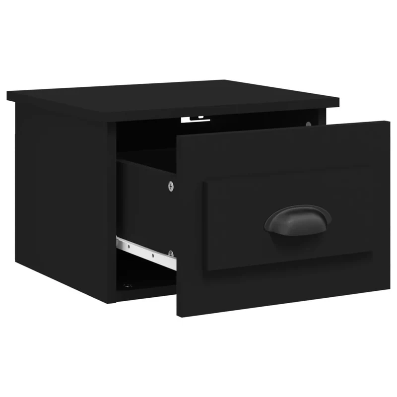 Table de chevet murale avec tiroir 41,5 x 36 x 28 cm en bois d'ingénierie noir DEC034314